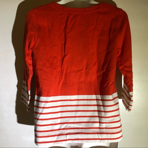 J crew blk lbl szXS orng-red/wht stripe sweatshirt - Picture 2 of 7